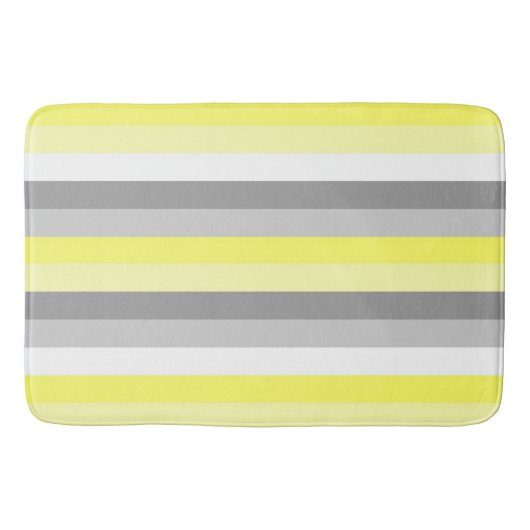 Badematte aus gelben, weißen und grauen Streifen (Vorderseite)