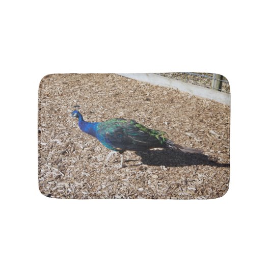 Badematte mit Indischem Blauem Pfau (Vorderseite)
