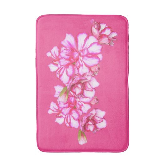 Badematte - Rosa gestrippte Geranien (Vorderseite Vertikal)