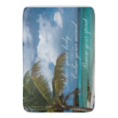 Badematte/tropischer Strand mit Zitat Badematte (Vorderseite Vertikal)