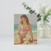 Baden Beauty Bikini Mädchen Vintages Foto Postkarte (Stehend Vorderseite)