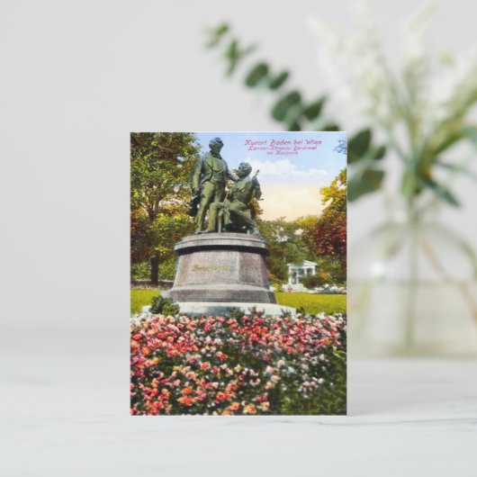 Baden bei Wien, Lanner-Strauß-Denkmal Postkarte (Stehend Vorderseite)