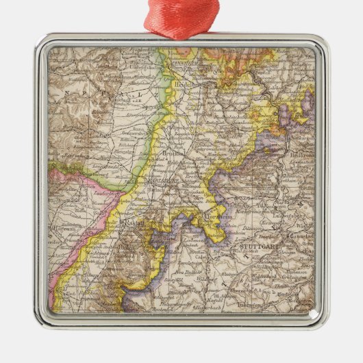 Baden Deutschland Atlas-Karte Silbernes Ornament (Vorne)
