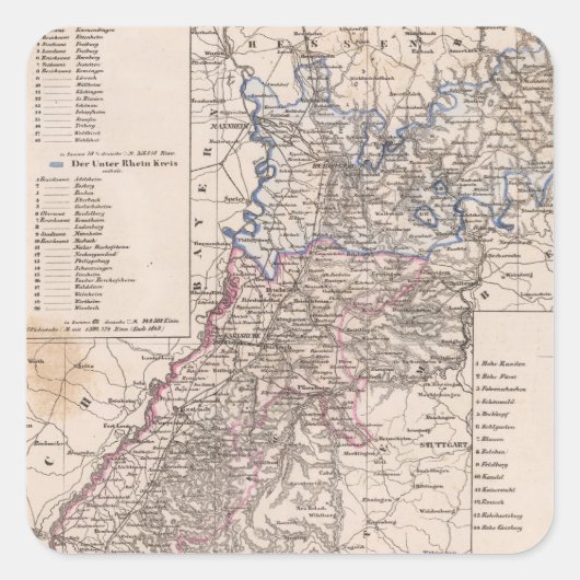 Baden, Deutschland Quadratischer Aufkleber (Vorderseite)