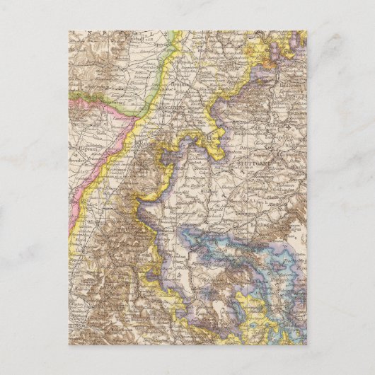 Baden-Germany Atlas-Karte Postkarte (Vorderseite)