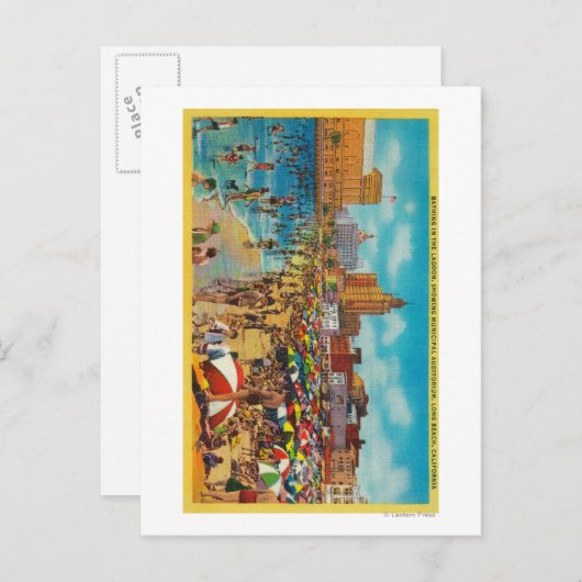 Baden in der Lagune, Long Beach Postkarte (Vorne/Hinten)