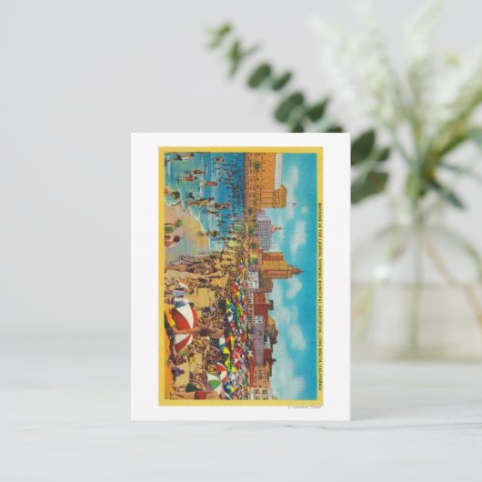 Baden in der Lagune, Long Beach Postkarte (Stehend Vorderseite)