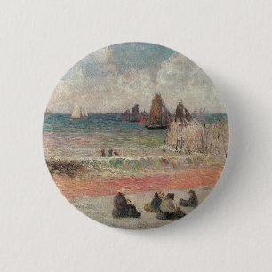Baden in Dieppe von Paul Gauguin, Vintage Fine Art Button
