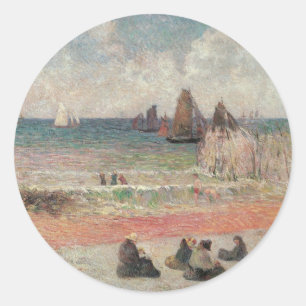 Baden in Dieppe von Paul Gauguin, Vintage Fine Art Runder Aufkleber