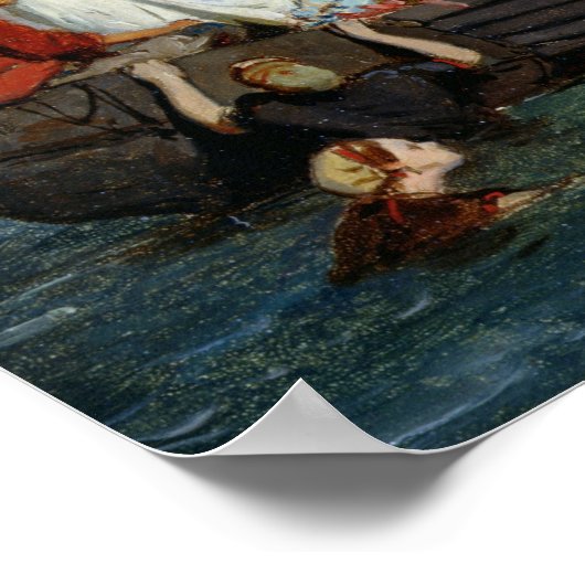 Baden in Etretat Poster (Ecke)