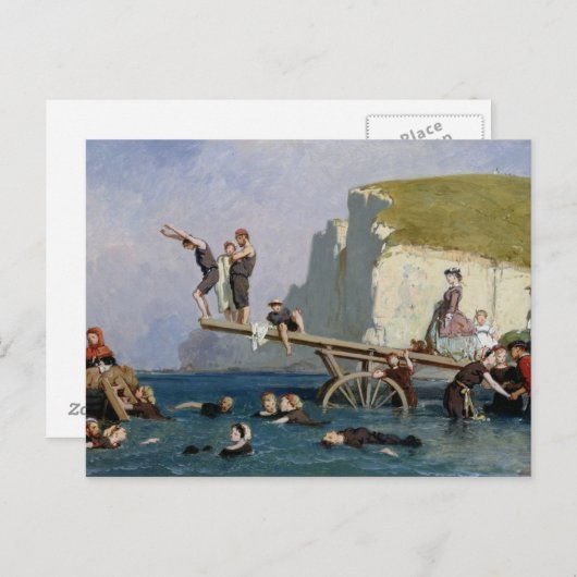 Baden in Etretat Postkarte (Vorne/Hinten)