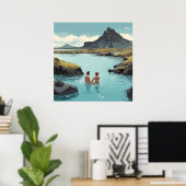 Baden in Islands Blue Lagoon Print Poster (Heimbüro)