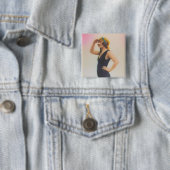 Baden Schönheits-das Vintage Blick-Magnet-Quadrat Button (Beispiel)