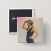 Baden Schönheits-das Vintage Blick-Magnet-Quadrat Button (Vorne & Hinten)