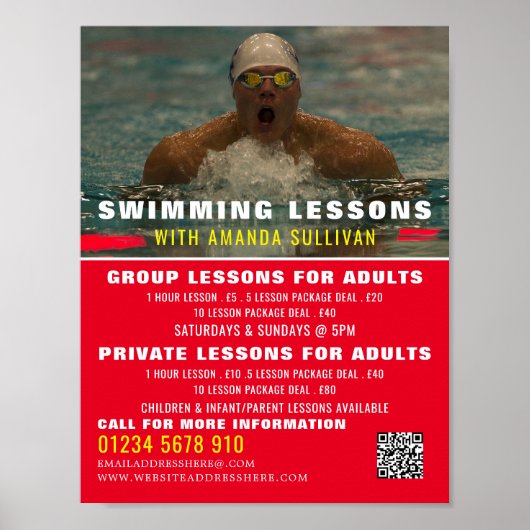 Baden, Schwimmen Lektion Werbung Poster (Vorne)