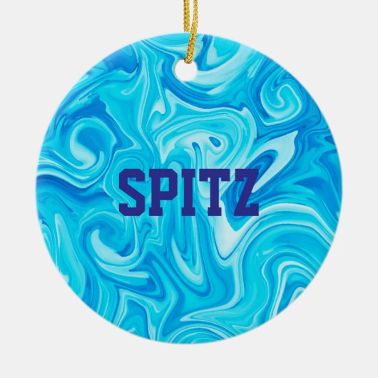 Baden Wassersport Blauer Name Kunst Keramik Ornament (Vorne)