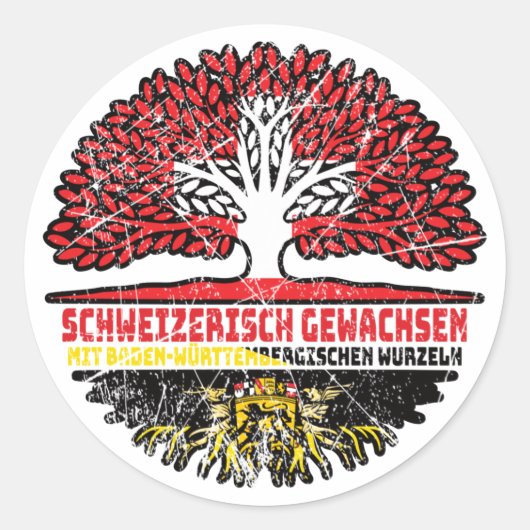 Baden-Württemberg Schweizer Schweiz Baum Runder Aufkleber (Vorderseite)
