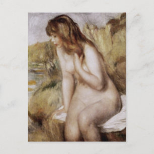 Badende, auf einem Felsen sitzend, Pierre-Auguste  Postkarte