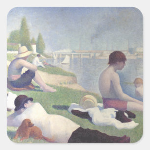 Badende bei Asnières von Georges Pierre Seurat Quadratischer Aufkleber