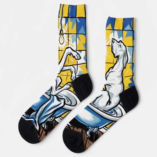 Badende Dogge Socken (Linkes Detail)