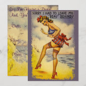 Badende Schönheit Schöne Party Einladung der 40er  (Vorne/Hinten)