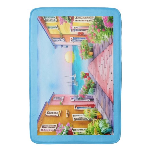 Badeort Sunset Watercolor Badematte (Vorderseite Vertikal)