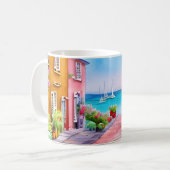 Badeort Sunset Watercolor Kaffeetasse (Vorderseite Links)