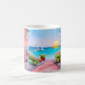Badeort Sunset Watercolor Kaffeetasse (Mittel)