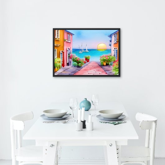 Badeort Sunset Watercolor Poster