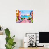 Badeort Sunset Watercolor Poster (Heimbüro)