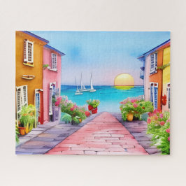 Badeort Sunset Watercolor Puzzle