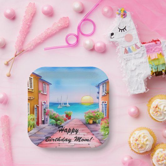 Badeort Wasserfarbe Custom Party Teller (Party)