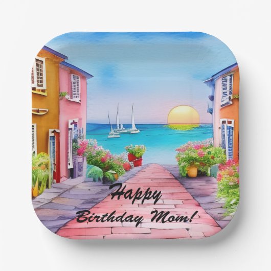 Badeort Wasserfarbe Custom Party Teller (Vorderseite)