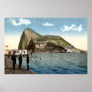 Badepavillon, Linea, Felsen von Gibraltar Vintag Poster
