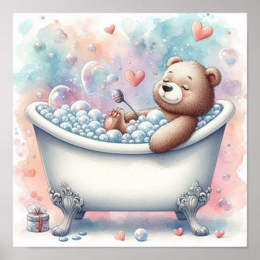 Badeschaum Bär Poster (Vorne)