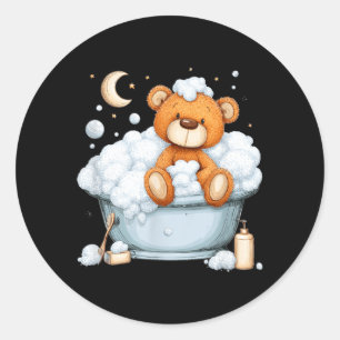 Badeschaum-Teddybär mit Blasen für Badewannen Runder Aufkleber