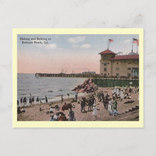 Badestrand, Redondo Beach California Vintag Postkarte