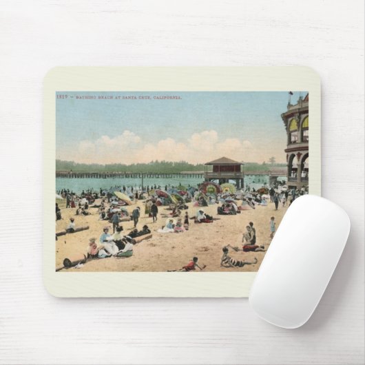 Badestrand, Santa Cruz - Vintager Stil Mousepad (Mit Mouse)