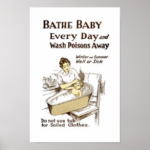 Badet Ihr Baby jeden Tag Poster