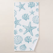 Badetuch Aquamarin Seashell Starfish Strandmuster Badehandtuch (Badehandtuch)