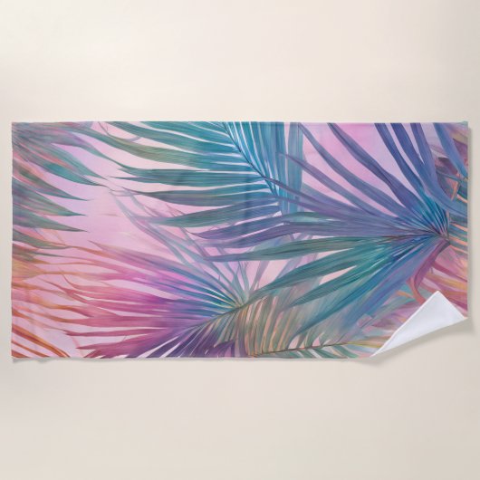 Badetuch in Pastellfarben Blätter aus Palm (Vorderseite)
