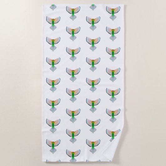 Badetuch mit farbenfrohen Vogelflügen (Vorderseite)