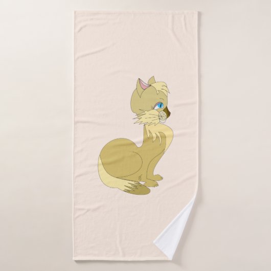 Badetuch mit Gelbkatze Badehandtuch (Badehandtuch)