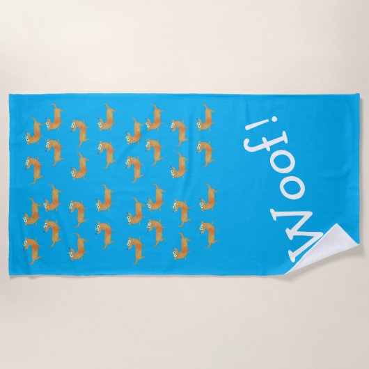 Badetuch    mit Wursthund (Vorderseite)