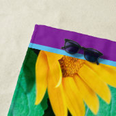 Badetuch schläfrige Marienkäfersonnenblumen. Lila (Beispiel)