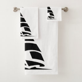 Badetuch Set " Black Sail Boat "