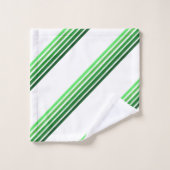 Badetuch-Set - Grüne Linien in fünf Farbtönen Badhandtuch Set (Waschlappen)