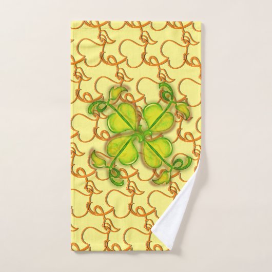 Badetuch-Set - Ivy-Blätter und Monogramm auf Gelb Badhandtuch Set (Handtuch)