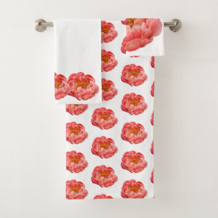 Badetuch-Set - Korallenpeony Badhandtuch Set