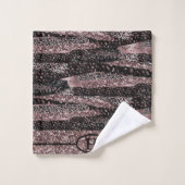 Badetuch Set Leopard Print Glitzer (Waschlappen)